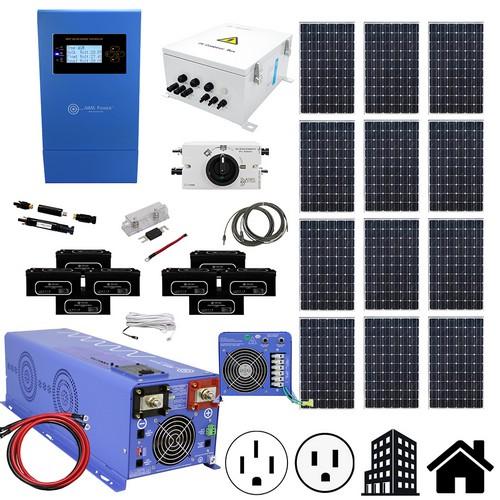 Aims Power, RCBADLAND, Solar 3960 Watt, Inverter Charger 4000 Watt & 20.4 kWh 48V Battery | Complete Solar Power Kit for Large Off-Grid Applications